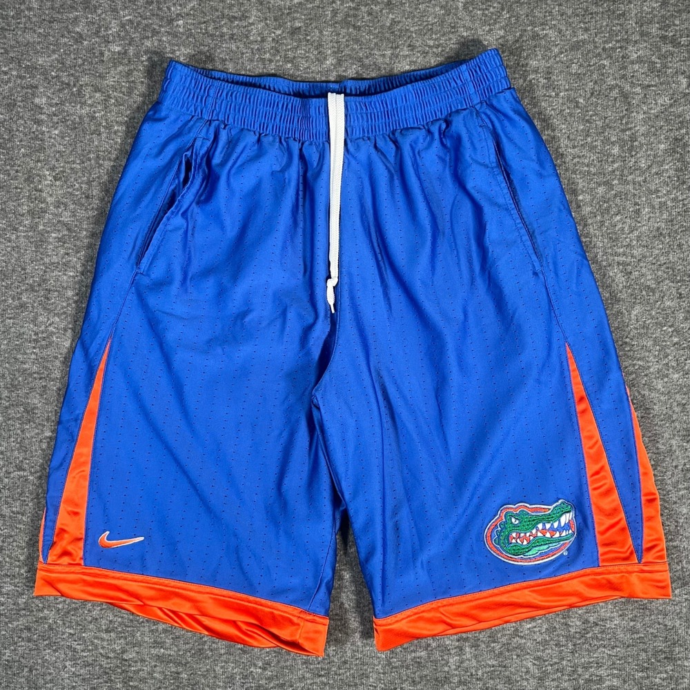 Vintage Nike Team Florida Gators Shorts Mens XL Blue Orange Mesh Basketball NCAA